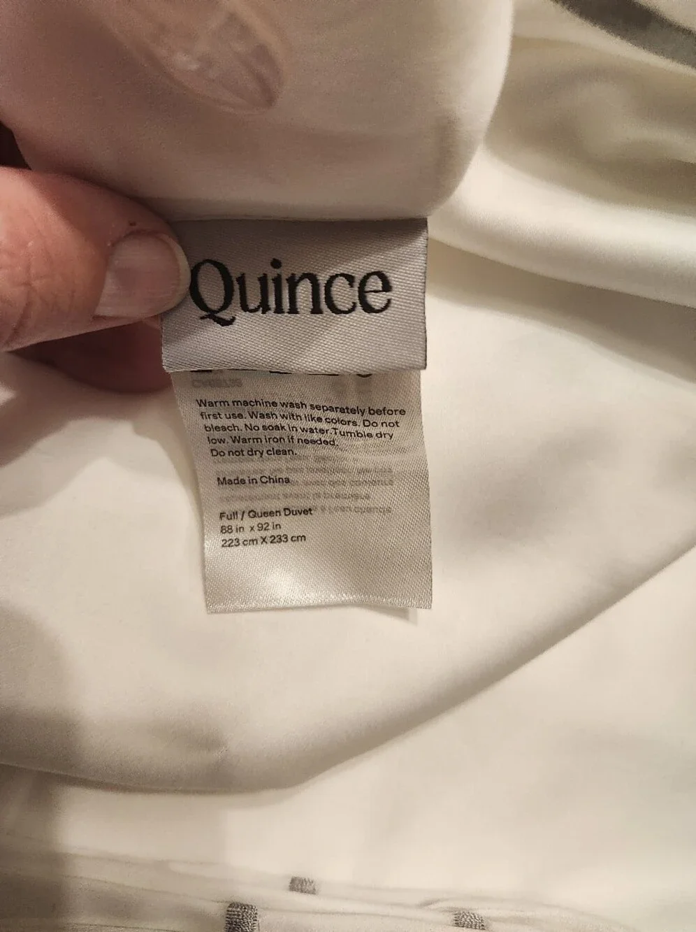 Quince Signature Giza Cotton Sateen Duvet Cover Set White/Mineral Full/Queen NWO